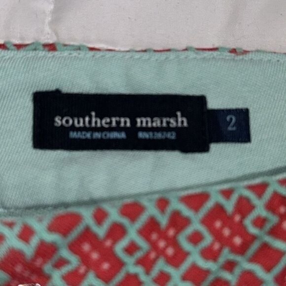 Southern Marsh Womens Red & Green Geometric Pattern Shorts Size 2 - Picture 2 of 7
